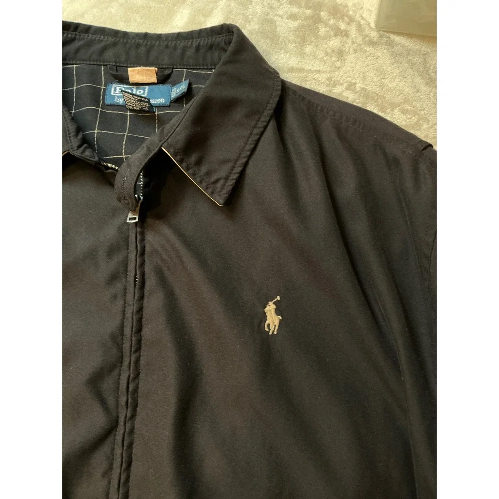 VTG 90's Polo Ralph Lauren Bi Swing Harrington Zip Up Jacket Black Men's XXL